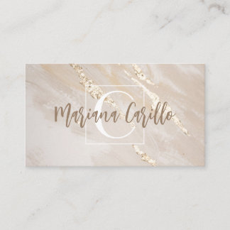 Speciaal Gold Foil marble Monogram script Visitekaartje