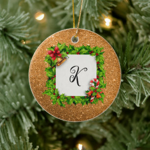 Speciaal Gold Glitter-kerstmis Keramisch Ornament