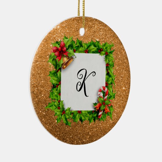 Speciaal Gold Glitter-kerstmis Keramisch Ornament (Rechts)