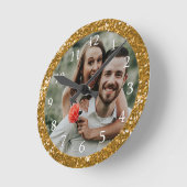 Speciaal Gold Glitter Lijst Foto Ronde Klok (Hoek)