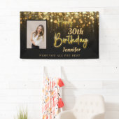 Speciaal Gold Glossy Happy Birthday Black Spandoek (Insitu)