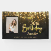Speciaal Gold Glossy Happy Birthday Black Spandoek