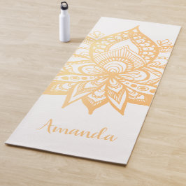 Speciaal Gold Lotus Flower Mandala White Yogamat