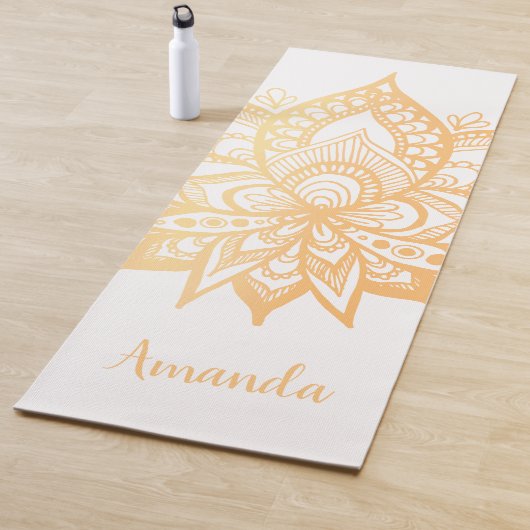 Speciaal Gold Lotus Flower Mandala White Yogamat (In situ)