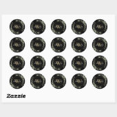 Speciaal Gold Monogram Elegant Greenery Black Ronde Sticker (Vel)