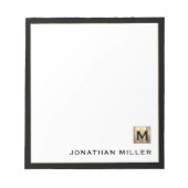 Speciaal Gold Monogram zwart wit Notitieblok (Voorkant)