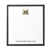 Speciaal Gold Monogram zwart wit Notitieblok (Voorkant)