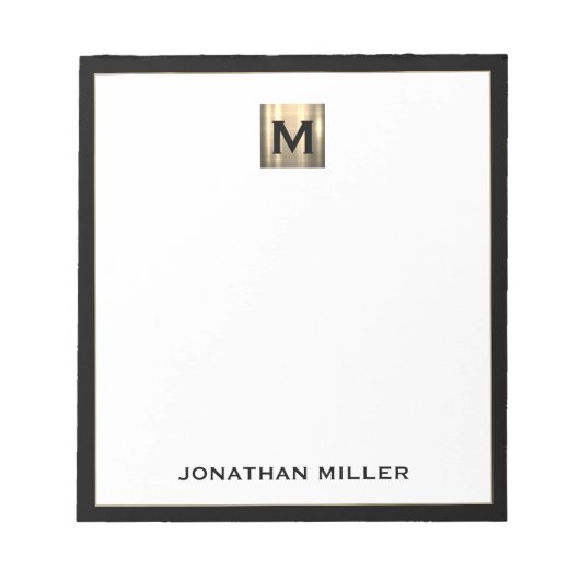 Speciaal Gold Monogram zwart wit Notitieblok (Voorkant)