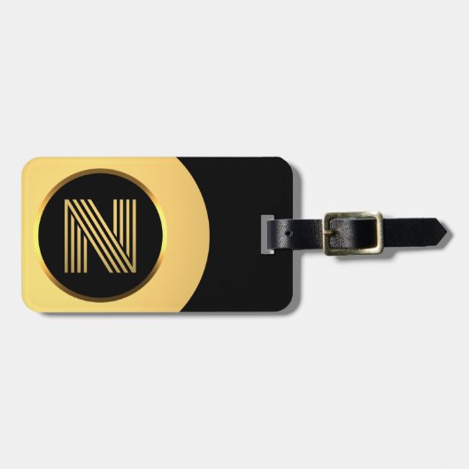 Speciaal Gold Monogramed Letter N Bagagelabel (Voorkant horizontaal)