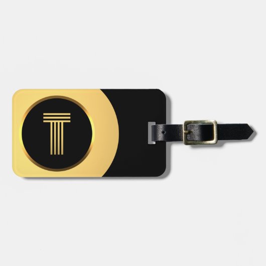 Speciaal Gold Monogrammed Letter T Bagagelabel (Voorkant horizontaal)