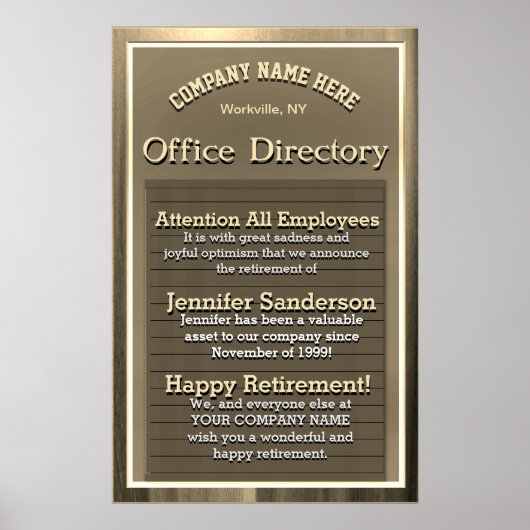 Speciaal  Gold Sign Retirement Gift Poster (Voorkant)