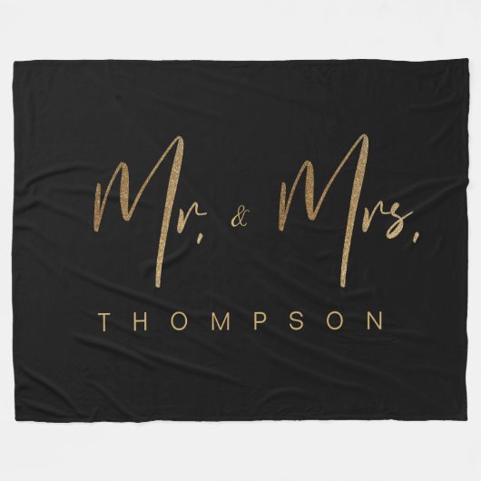 Speciaal Gold Signature script Mrs. & Mrs. Fleece Deken (Voorkant (Horizontaal))