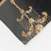 Speciaal Gold Sparkle Chandelier Pattern Black Fleece Deken (Hoek)