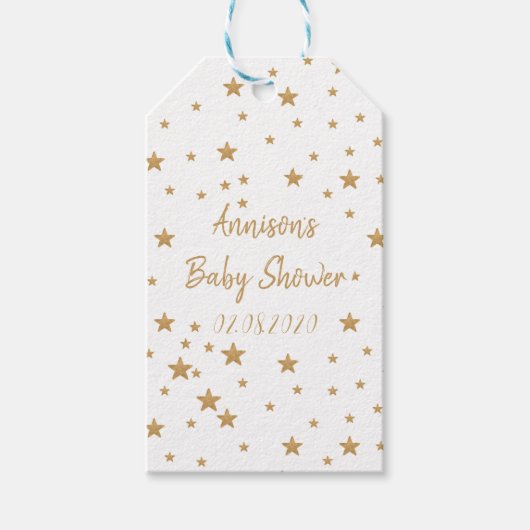 Speciaal Gold Star Glitter Girl-Baby shower Cadeaulabel (Voorkant)