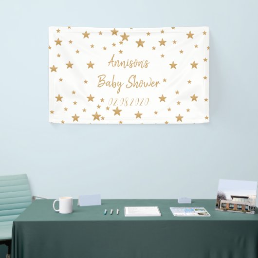 Speciaal Gold Star Glitter Sparkle Baby shower Spandoek (Beurs)