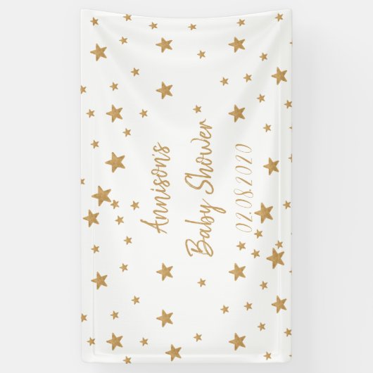 Speciaal Gold Star Glitter Sparkle Baby shower Spandoek (Verticaal)