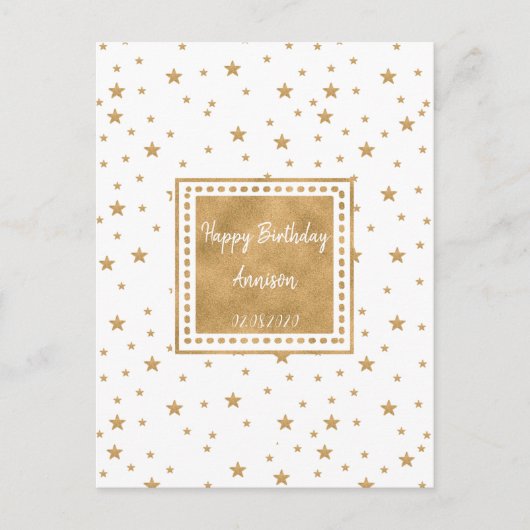Speciaal Gold Star Happy Birthday-Briefkaart Briefkaart (Voorkant)