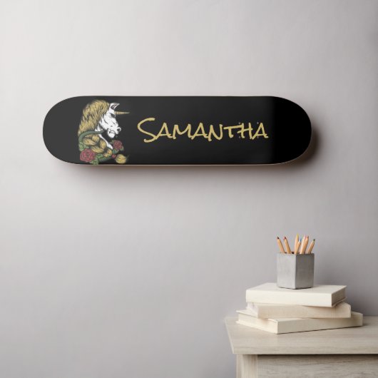 Speciaal Gold Unicorn-skateboard Persoonlijk Skateboard (Muurkunst (Horizontaal))