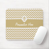 Speciaal Gold White Chevron Fleur de Lis Muismat (Met muis)