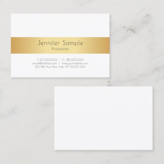 Speciaal Gold White - elegant moderne Sjabloon Visitekaartje (Voorkant / Achterkant)