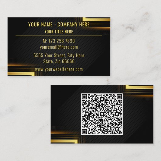 Speciaal Golden Black QR Code Visitekaartje (Voorkant / Achterkant)