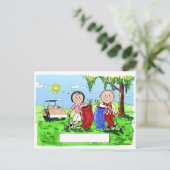 Speciaal Golf Couple Cartoon Caricature Briefkaart (Staand voorkant)