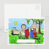 Speciaal Golf Couple Cartoon Caricature Briefkaart (Voorkant / Achterkant)