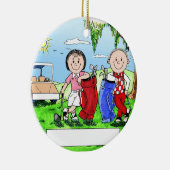 Speciaal Golf Couple Cartoon Caricature Keramisch Ornament (Rechts)