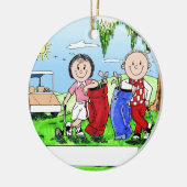 Speciaal Golf Couple Cartoon Caricature Keramisch Ornament (Links)
