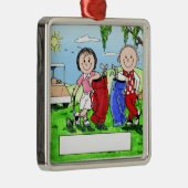 Speciaal Golf Couple Cartoon Caricature Metalen Ornament (Rechts)