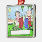 Speciaal Golf Couple Cartoon Caricature Metalen Ornament (Links)