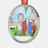 Speciaal Golf Couple Cartoon Caricature Metalen Ornament (Links)
