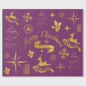 Speciaal  goud- en Paarse kerstbekroonde producten Cadeaupapier (Vlak)