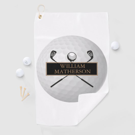 Speciaal goud- en zwart Golfbalkassisch Golfhanddoek (Insitu)