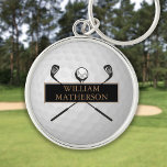 Speciaal goud- en zwart Golfbalkassisch Sleutelhanger<br><div class="desc">Pas de naam aan om een geweldig golfcadeau en keepasje te creëer. Ontworpen door: Thisnotme©</div>