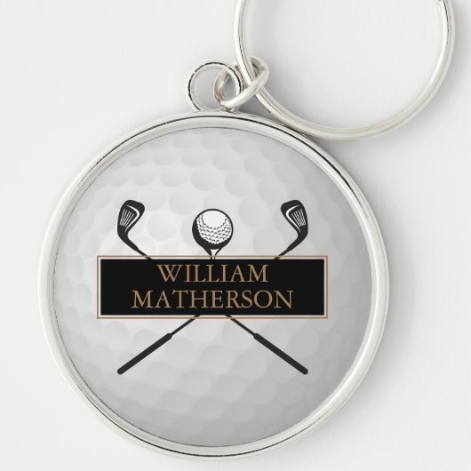 Speciaal goud- en zwart Golfbalkassisch Sleutelhanger (Voorkant)