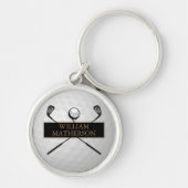 Speciaal goud- en zwarte Golfclusters en bal Sleutelhanger (Voorkant)