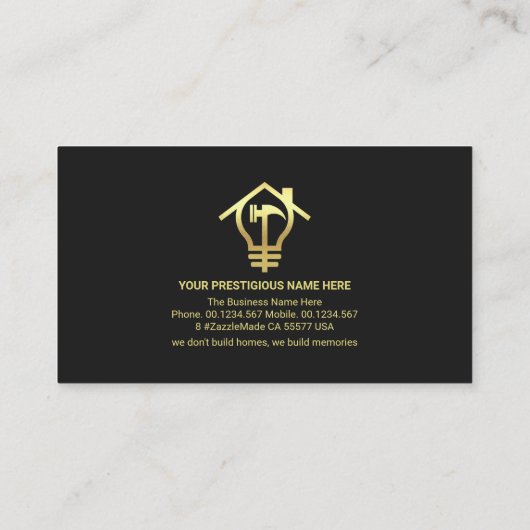Speciaal Goud Handyman Gereedschap Visitekaartje (Achterkant)