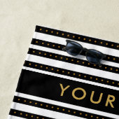 Speciaal goud, zwart en wit gestreept strandlaken (In situ)