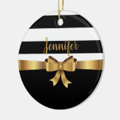 Speciaal goud, zwarte strepen, ELEGANT BOW Keramisch Ornament (Links)