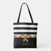 Speciaal goud, zwarte strepen, ELEGANT BOW Tote Bag (Achterkant)