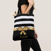 Speciaal goud, zwarte strepen, ELEGANT BOW Tote Bag (Dichtbij)