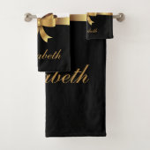 Speciaal goud, zwarte strepen Golden BOW Bad Handdoek (Insitu)