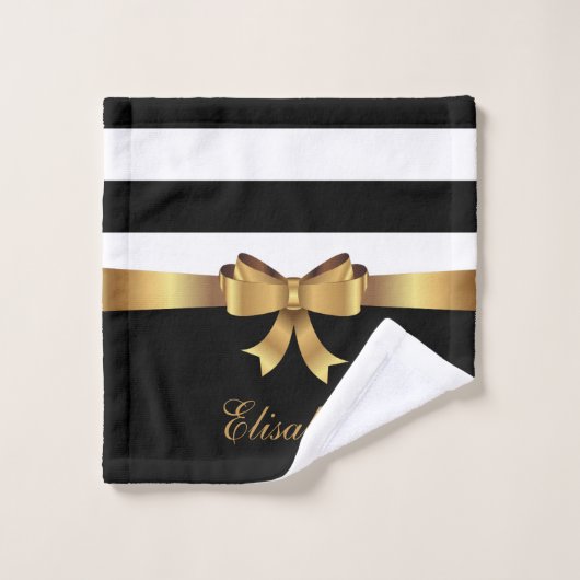 Speciaal goud, zwarte strepen Golden BOW Bad Handdoek (Wasdoekje)