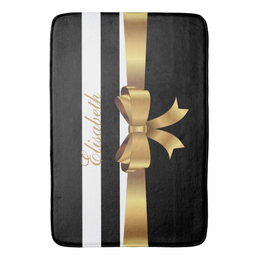 Speciaal goud, zwarte strepen Golden BOW Badmat (Voorkant Verticaal)