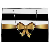 Speciaal goud, zwarte strepen Golden BOW Large Cadeautasje (Achterkant)