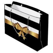 Speciaal goud, zwarte strepen Golden BOW Large Cadeautasje (Achterkant Gekanteld)