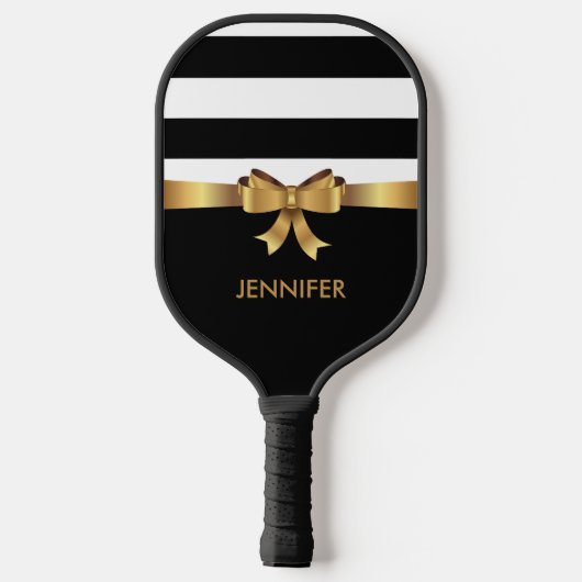 Speciaal goud, zwarte strepen Golden BOW Pickleball Paddle (Achterkant)