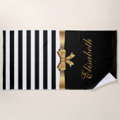 Speciaal goud, zwarte strepen Golden BOW Strandlaken (Voorkant)