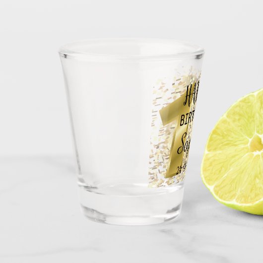 Speciaal goudblauw 18e verjaardag shot glas (Links)